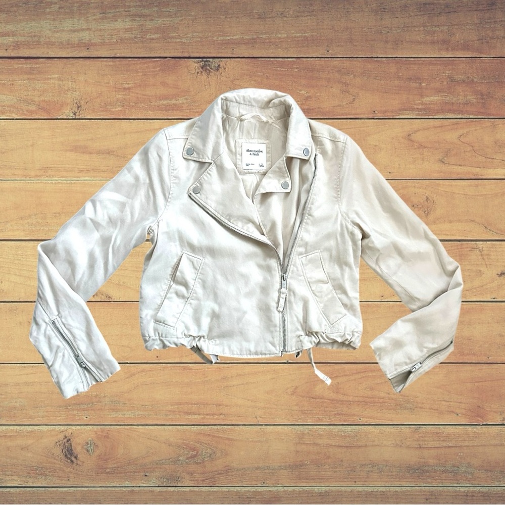 Abercrombie & Fitch Womens Size Small Cream Moto Jacket